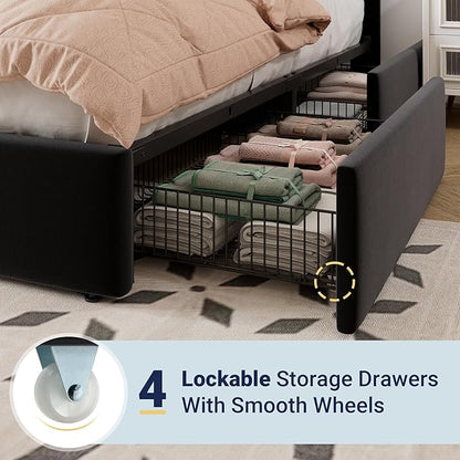 Allewie King Size Storage Bed Frame, Vertical Channel Tufted Adjustable - Image 5