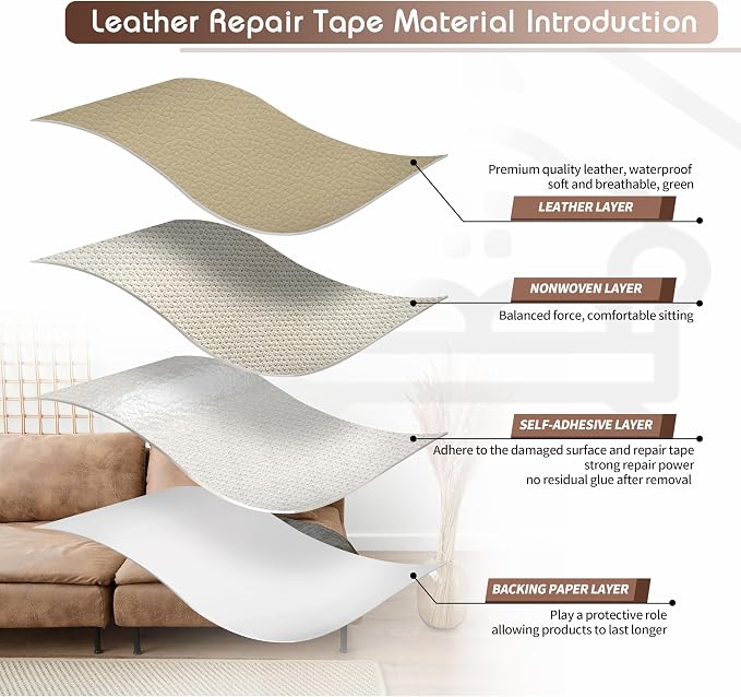 KING MOUNTAIN Leather Repair Patch, 12 x 60 Inches self Adhesive Leather Repair - Image 3