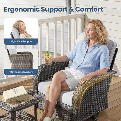 8 Pieces Outdoor Patio Furniture Sets, High Back Swivel Rocker Chairs Loveseat - Image 4