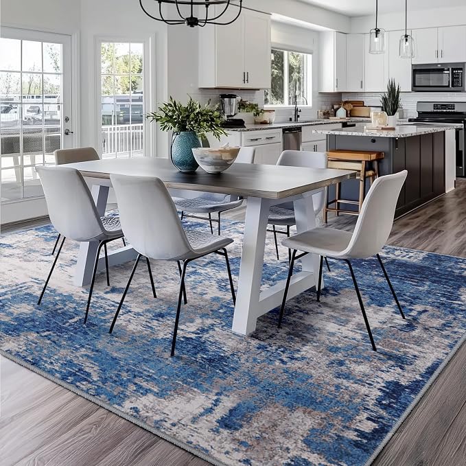 RELEANY Washable Area Rugs Square 7ft Non-Slip Modern Abstract Soft - Image 7