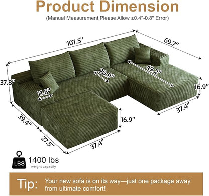 AUGOP 108" Sectional Couches for Living Room Modern Modular Sofa - Image 2
