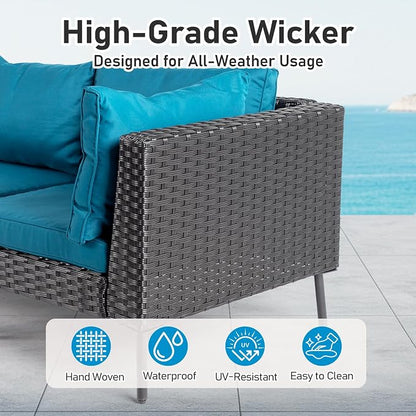 VINGLI 6-Piece Patio Furniture Set, All-Weather Wicker Outdoor Sectional Sofa - Image 8
