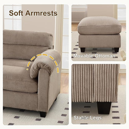HAOMARKETS Corduroy Sofa Set, Upholstered Armchair and Loveseat - Image 5