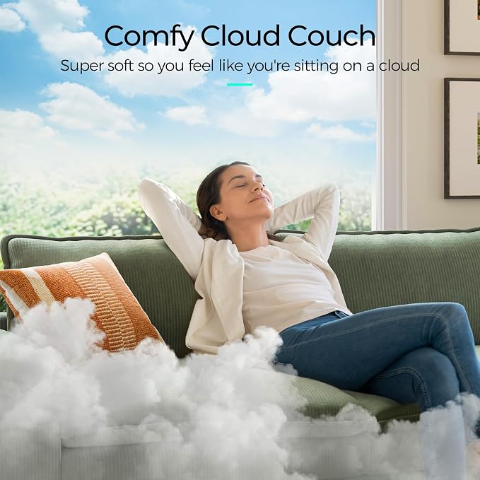 LINSY HOME 123" Modular L-Shaped Sectional Sofa, 3-Seat Corduroy Modern Cloud - Image 4