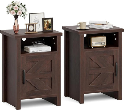 JUMMICO Farmhouse Nightstand, Modern Bedside Table by JUMMICO
