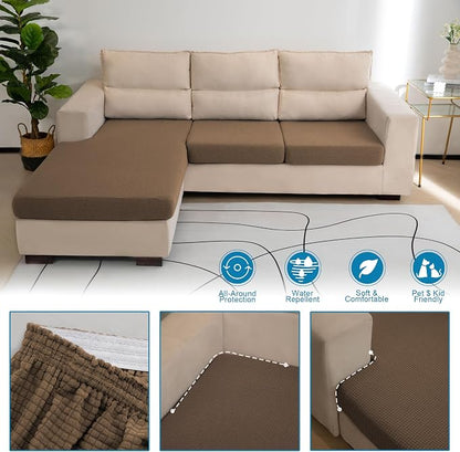 Water Repellent L Shaped Couch Covers 3 Pieces Sofa Seat Cushion Slipcovers - Image 5