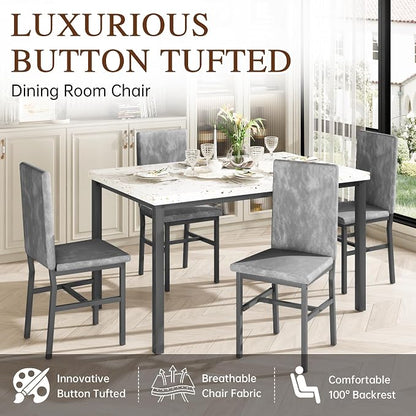 AWQM 5 Piece Dining Table Set for 4, Faux Marble Kitchen Table and Chairs for 4 - Image 7