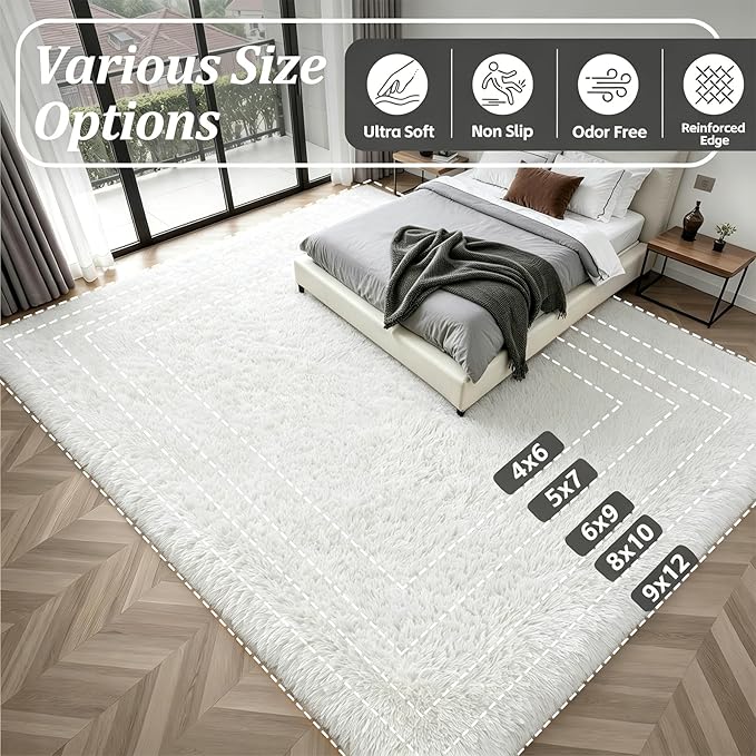 Fluffy 5x7 Area Rugs for Living Room Bedroom: Ultra Soft Shag Rug Non-Slip - Image 9