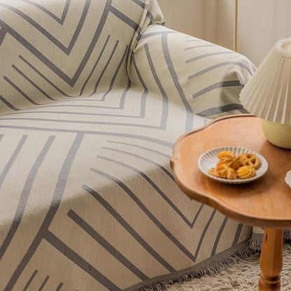 VClife Beige Gray Herringbone Couch Cover Modern Simple Style Geometric - Image 8