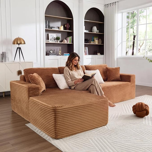 108" Boneless Couch, L-Shaped Modular Sectional Sofa by Unknown