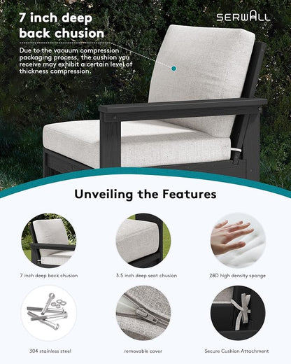 SERWALL HDPE Patio Sofa Set, 4-piece Sectional Outdoor Furniture Set, All - Image 4