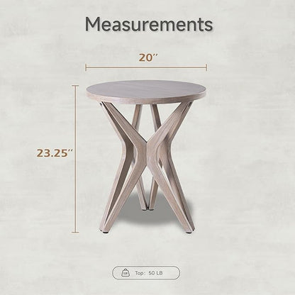 Pedestal Farmhouse End Table Set of 2, Distressed Top - Image 3