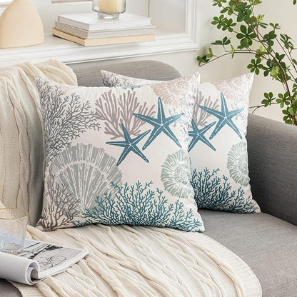 Tritard Nautical Coastal Throw Pillow Covers 16x16 Set of 2 Beach Themed Ocean - Image 2
