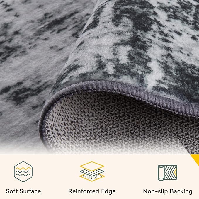 RELEANY Washable Area Rugs 3x9 Non-Slip Modern Abstract Soft - Image 3
