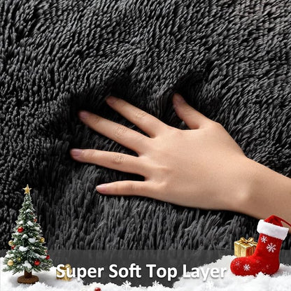 Ophanie Black Area Rugs for Bedroom Living Room, 4x6 Fluffy Fuzzy Shag Shaggy - Image 2