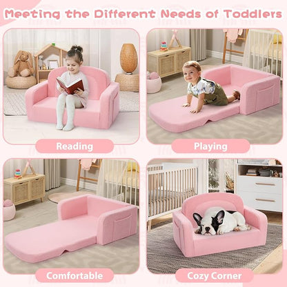 Foryoomi Extra Wide Kids Couch, 2-in-1 Soft Toddler Couch - Image 4