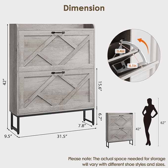 Nicetree Shoe Cabinet Storage for Entryway, Narrow Shoe Storage Cabinet - Image 2