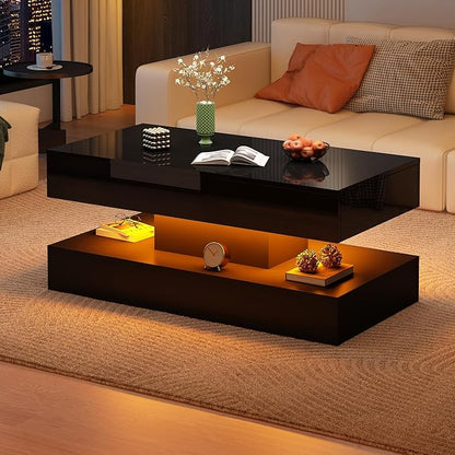 Uspeedy 39.37in Large High Glossy LED Coffee Table by Uspeedy