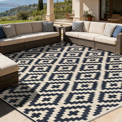 SAND MINE Reversible Mats, Plastic Straw Rug, Modern Area Rug, Large Floor Mat by SANDMIND