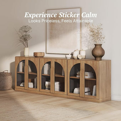 BELLEZE 2 Tier Bookshelf with Arched Glass Door - Image 3