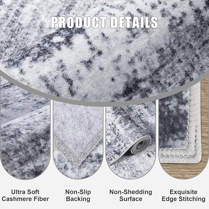 Washable Area Rug 3x5 Entryway Rug: Washable Modern Abstract Soft Thin Rug - Image 6