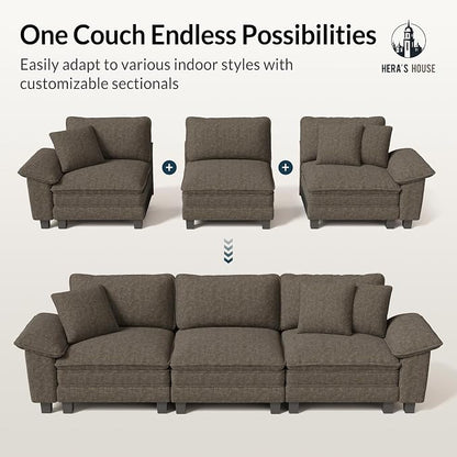 HERA'S HOUSE 124" Modular Sectional Sofa, Oversized U Shaped Couches - Image 7