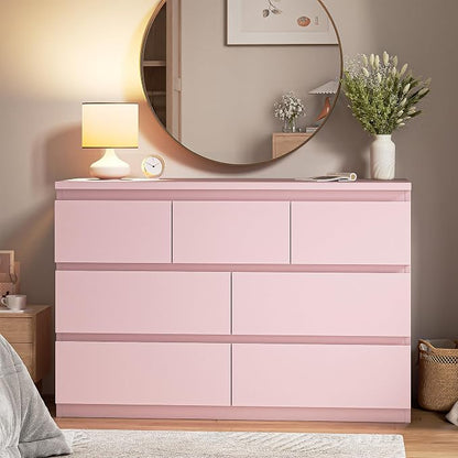 Jocoevol Modern Pink 7 Drawer Dresser - Image 8