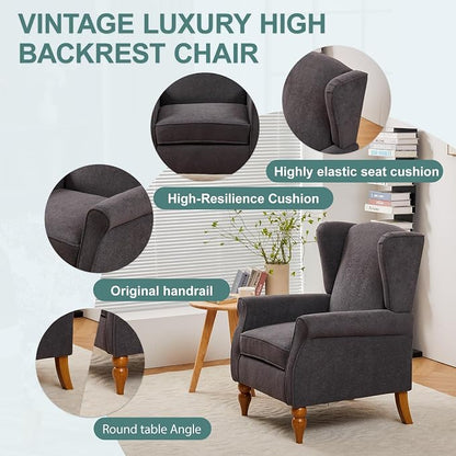 Mid-Century High Wingback Chair, Modern Fabric Accent Chair Armchair - Image 5