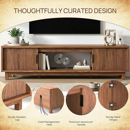 Alpen Fluted TV Stands for Living Room, Wood Television Media Cabinet for - Image 6