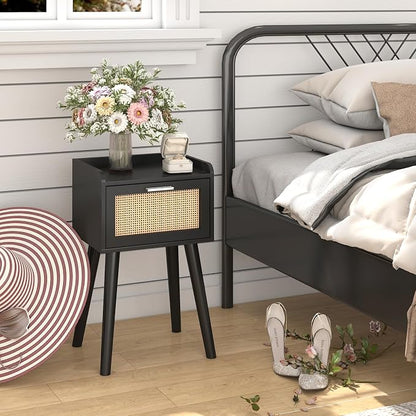 LAATOOREE Nightstand Set of 2, Small Black Bedside Table, End Table - Image 5
