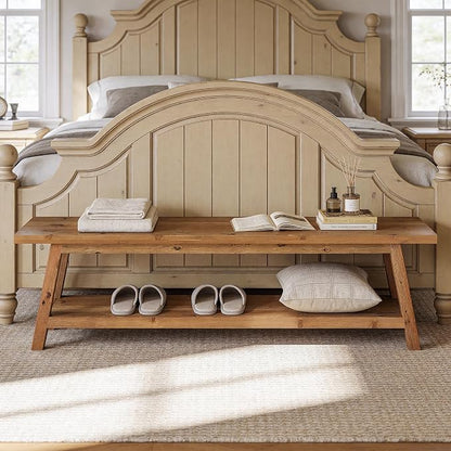 63” Wood Dining Room Bench, Farmhouse Kitchen Bench - Image 9