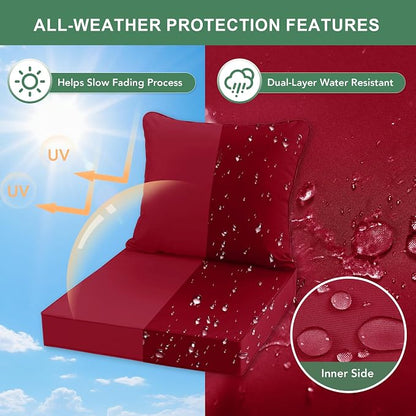 Summsun Outdoor Chair Cushions, Waterproof Back Pillow and Seat Cushion Set - Image 3