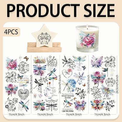 4 Sheets Rub on Transfers for Crafts, Dragonflies Furniture Transfers for Wood - Image 2