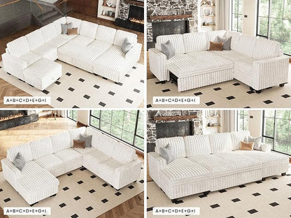Belffin Plush Corduroy Modular Sectional Sofa Armrest Part Module - Image 7
