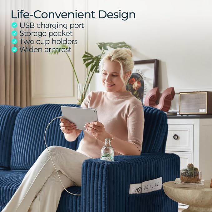 LINSY HOME Loveseat Sofa with Storage - Image 7