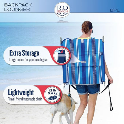 Rio Beach Portable Lay Flat Folding Backpack Beach Lounge Chair - Image 7