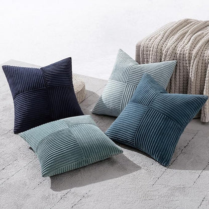 MIULEE Dusty Blue Navy Farmhouse Throw Pillow Covers 20x20 Inch Set of 4 Boho - Image 3
