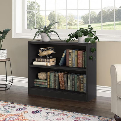 Bush Home Small 2 Shelf Bookcase, 2 Tier Bookshelf Storage Cabinet - Image 2
