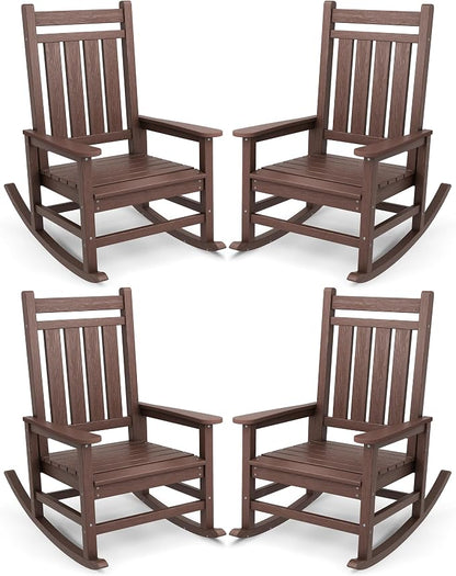SERWALL Oversized Outdoor Rocking Chair Set of 4, HDPE Rocker by SERWALL