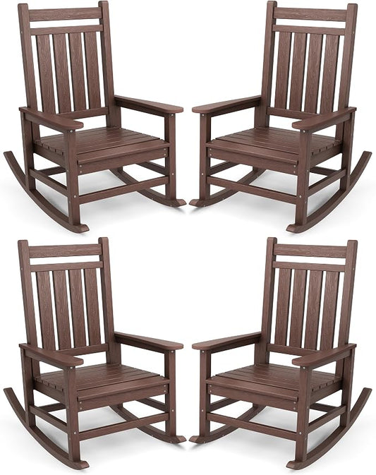 SERWALL Oversized Outdoor Rocking Chair Set of 4, HDPE Rocker by SERWALL