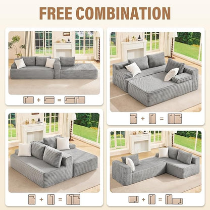 Hobestluk Modular Sectional Sofa Couches L-Shape Couch 3 Seat Modular Sofa - Image 6