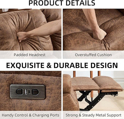 EBELLO Power Reclining Loveseat, Faux Leather Double Recliner Sofa - Image 3