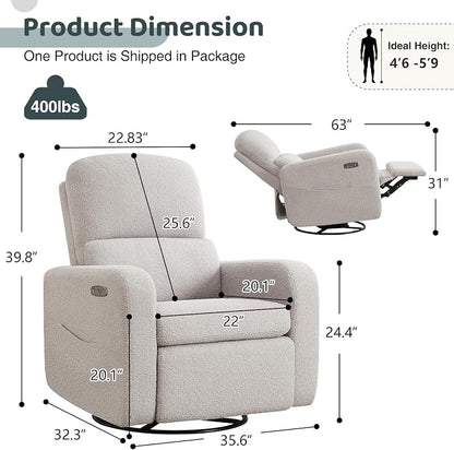 Swivel Rocker Recliner, Power Recliner Glider - Image 2