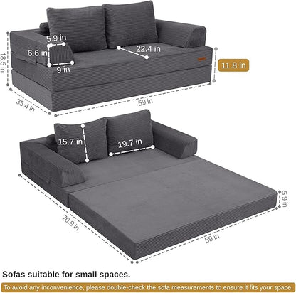 COMAX Convertible Sofa Bed, Folding Floor Couch Corduroy Fold Out Couch Bed - Image 3