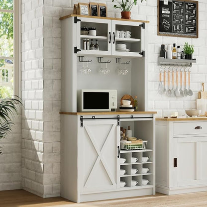 4ever2buy 72" Farmhouse Coffee Bar Cabinet - Image 7