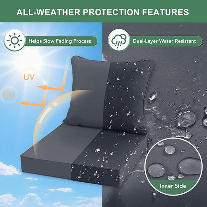 Summsun Patio Chair Cushions Set of 2, Water Resistant Backrest Pillow and Seat - Image 3