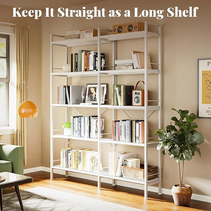 Huuger 5 Tier Bookshelf, L Shaped Corner Bookshelf - Image 4