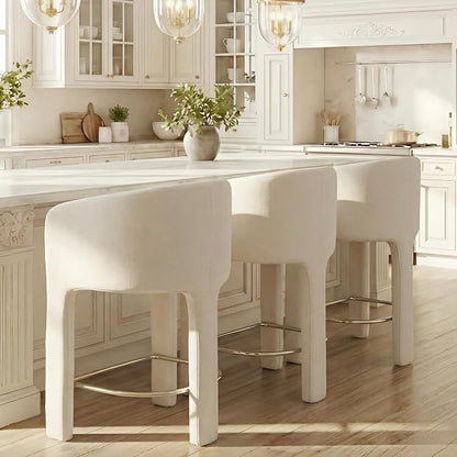 HNY Modern Counter Height Bar Stools Set of 3, 26”H Barrel Counter Stools - Image 7