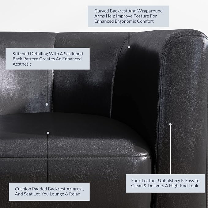 BELLEZE Accent Barrel Chair, Club Tub Sofa Corner Chair - Image 4