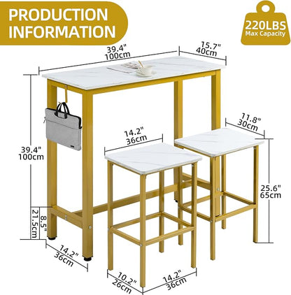 Finnhomy Bar Table Set, 39.3" Pub Table High Top Table, Rectangular Bar Height - Image 5